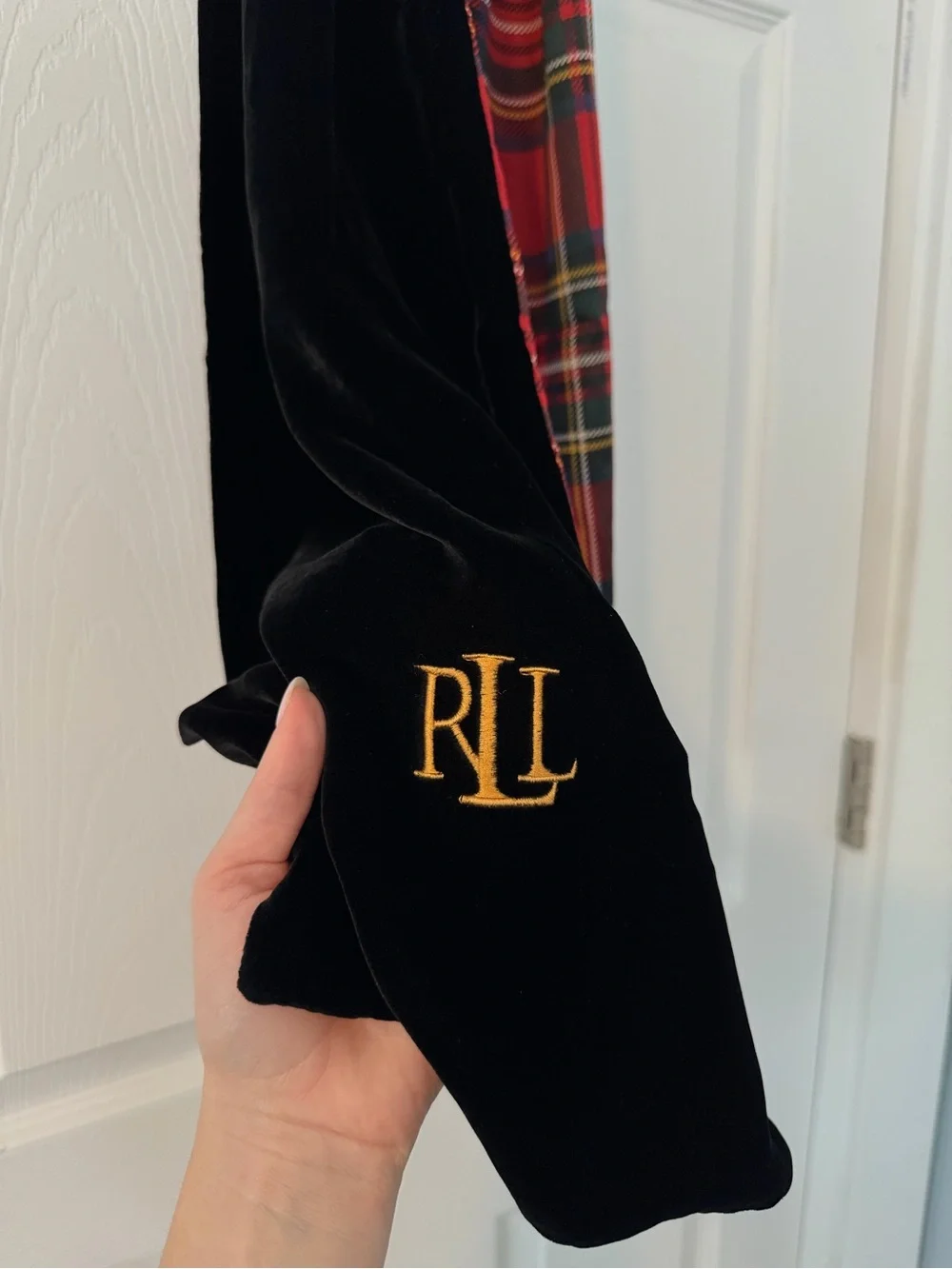 Vintage Ralph Lauren velvet plaid scarf